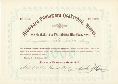 OKK 1901 Alawuden Puutavara Oy, Alavus