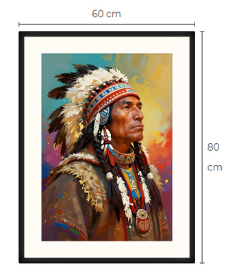 Uusi uniikki Intiaanipäällikkö art print taulu 60 cm x 80 cm