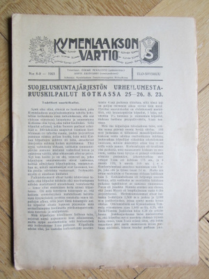 KYMENLAAKSON VARTIO NO 8-9 1923 SUOJELUSKUNTALEHTI