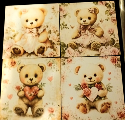 Kuviopaperit NALLET / 4 kpl -setti / 15 x 15 cm
