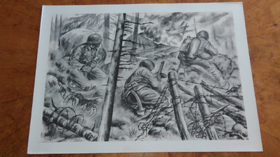 Jatkosota Liekinheitin Sotapiirros Lindeberg 1942