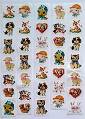 35kpl/arkki ELÄINTARROJA/kissa-, koira-, bambi-, tipu