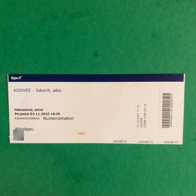 Pääsylippu: KooVee-Jokerit. 2023.