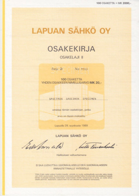 OKK 1989 Lapuan Sähkö Oy spec, Lapua