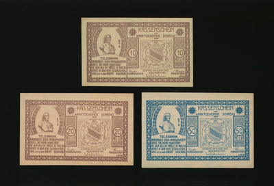 Itävalta Notgeld 10, 20, 50 Heller, Schrems 1920