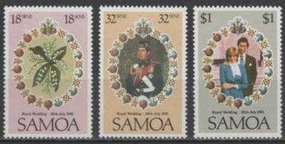 (S0275) SAMOA, 1981 (Royal Wedding). Mi ## 461-463. MNH**