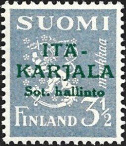 1941 I-K Vihreä lisäpainama 3:50 mk Vajaa A ** LaPe 12 II