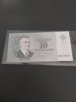 Pakka sileä 10mk seteli Litt A 1963