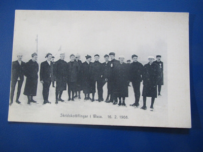 Skridskotäflingar i Wasa 16.2.1908. Postikortti