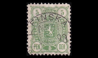 28A o Vaakuna 5 p (12½) FINSKA POSTKUPEN -93 (1889)