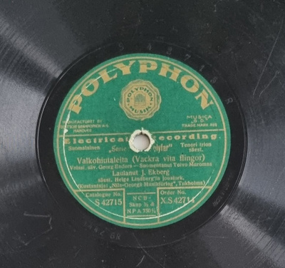 Savikiekko 1929 - John Ekberg - Polyphon XS 42714