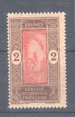 Dahomey 1912 2c postituoreena.