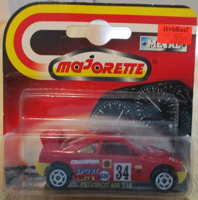 Peugeot 405 T16 Rallye Coupe 2 door Red 1988 Majorette 1:60