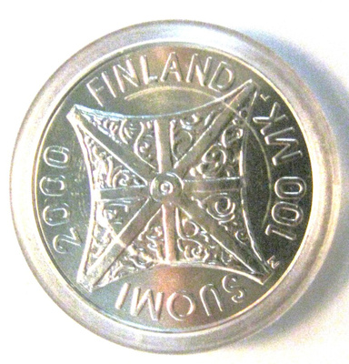 Kirkon riemuvuosi (Ag 925) PROOF 100 mk  (Lh.lape 2019 120e)