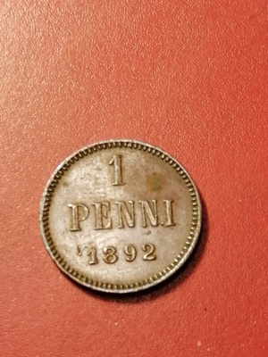 *Suomi *  1 penniä  *1892 *   Copper/Kupari *1+