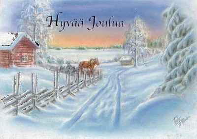 Postikortti. Terho Peltomniemi.  Hyvä Joulua.