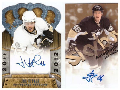2 x JOE VITALE Penguins Signature Kortteja