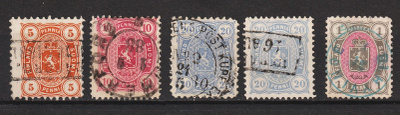 1875-85Merkkejä loisto- ja laatikkoleimoin 5p-1mk(arvo 200€)