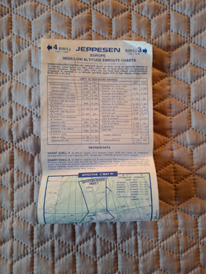JEPPESEN  EUROPE ILMAILUKARTTA E(H/L) 3 JA 4 1990 1991