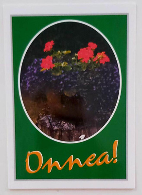 "Pelargoniat ja sinikukat"-KULKEMATON POSTIKORTTI