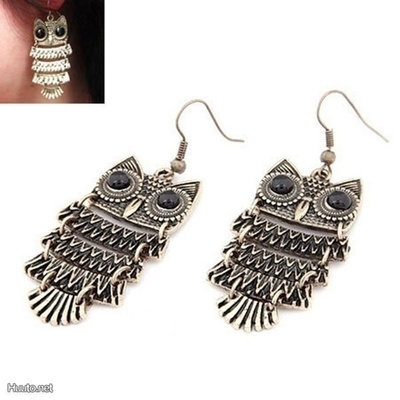 204 .. Fashion Vintage Bronze Kauniit Pöllö .. Korvakorut
