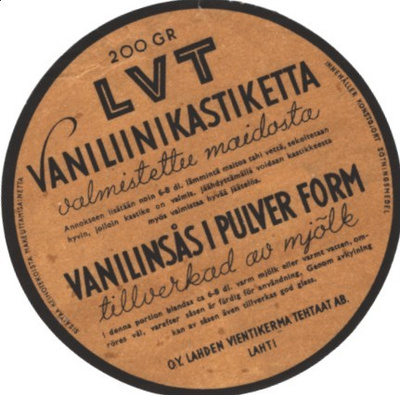 LAHTI  VANILIINI KASTIKE LAHDEN VIENTIKERMA OY ETIKETTI