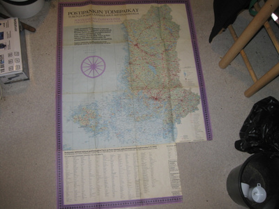 kartta Postipankin toimipaikat Turun ja Porinläänissä 1970