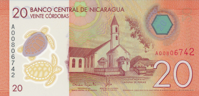 Nigaragua 20 Córdobas 2019 P217b Polymer #451