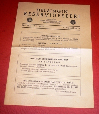 Helsingin Reserviupseeri Nr. 14 17.09.1955 (K7)