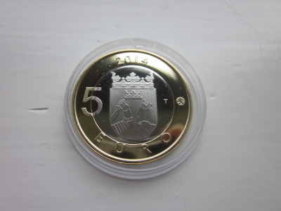 Suomi 5 eur, Maakuntien eläimet, Karjala, käki, v. 2014, unc