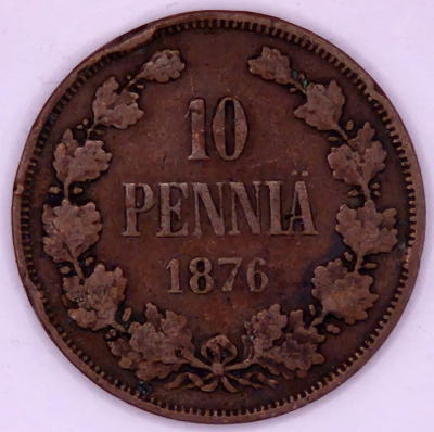 Suomi 10 penniä 1876