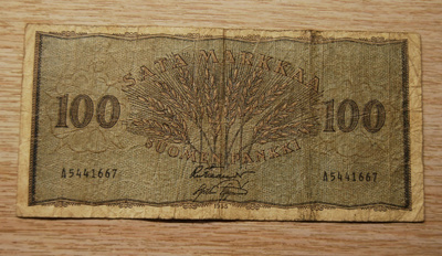 Suomen pankki 100 markkaa 1955