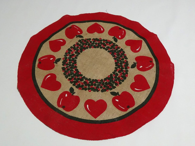 Retro juuttikankainen pyöreä joululiina