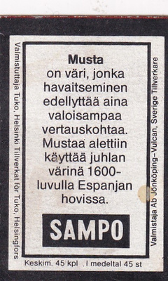 Sampo, Musta on väri, jonka havaitseminen edellyttää 5/1