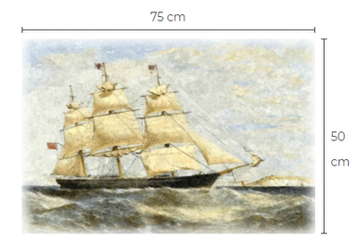 Uusi purjelaiva puutaulu koko noin 50 cm x 75 cm