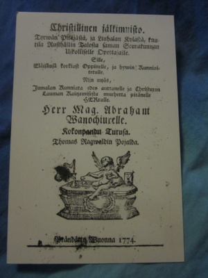 Maisteri Abraham Wanochius, jälkimuisto