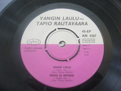 7" - Tapio Rautavaara - Vangin Laulu