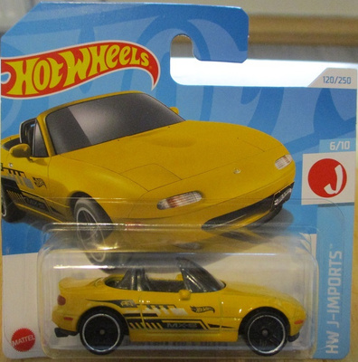 Mazda MX-5 Miata Roadster 2 Door Yellow 1991 Hot Wheels 1:64