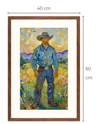 Uusi uniikki Cowboy art print taulu 40 cm x 60 cm