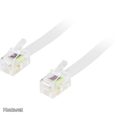 Deltaco modulaarikaapeli 4P4C(RJ9/RJ10/RJ22), 3m, valk.UUSI