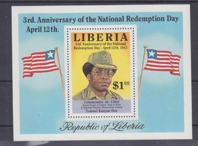 Liberia kansallispäivä blokki postituoreena.