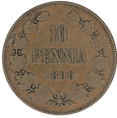 10 Penniä 1890