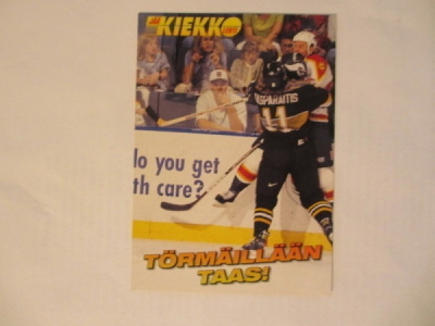 Jääkiekko lehden postikortti missä mm. Esa Tikkanen