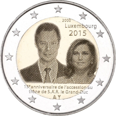 ** LUXEMBURG 2€ 2015 15 vuotta valtaistuimella pillerissä **