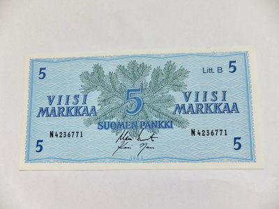 5 mk 1963 Litt B N-sarja PAKKASILEÄ