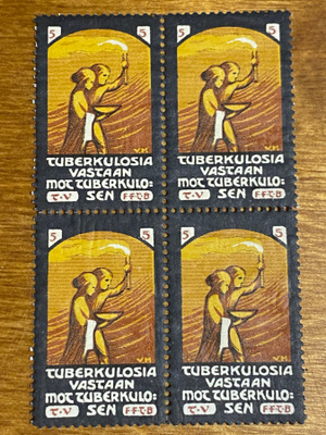JOULUMERKKI 1910 MIES JA NAINEN NELIÖ**