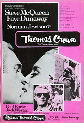 Elokuvajuliste: Thomas Crown (Steve McQueen, Faye Dunaway)