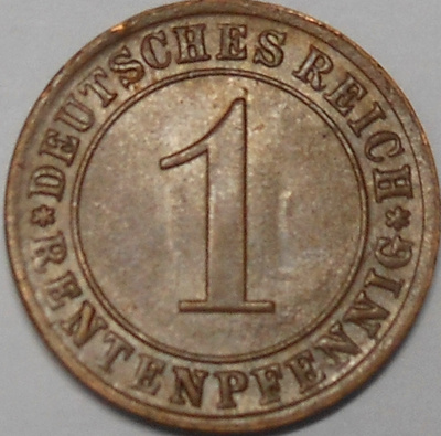 Saksa. 1 rentenpfennig 1924A.
