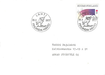 LAHTI 20.2.1977 FINLANDIA HIIHTI ERIK.LEIMA PR 0,90+0,20 MK