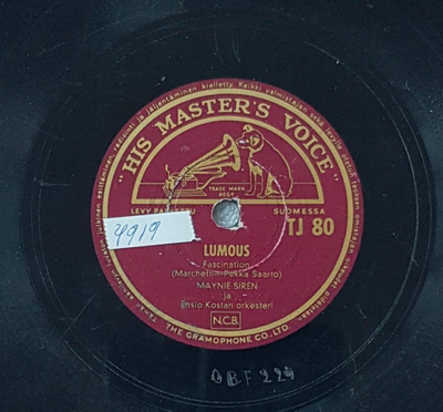 Savikiekko 1956 - Maynie Siren - His Master's Voice TJ 80
